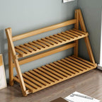Plant Stand, 2 Tier Foldable Plant Shelf,Table Plant Pot Stand, Bamboo Organizer Flower Stand, Ladder Plant Holder, for Indoor Outdoor Home (19.7"/50cm,Yellow) by Unknown