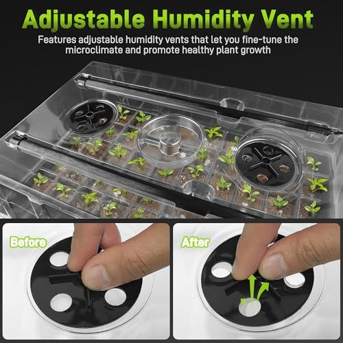 Mulctun 60-Cell Seed Starter Tray with Grow Light, Seedling Starter Trays with 4.08" Humidity Dome, Self-Watering Plant Germination Trays,Seed Starter Kit for Seeds Growing (Black) - Image 6