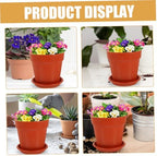 10 Sets Plastic Flower Pots with Saucer Multipurpose Planting Planters for Indoor Outdoor Garden Use Terracotta Color 14.5cm Diameter Desktop Bonsai Plant Containers - Image 3