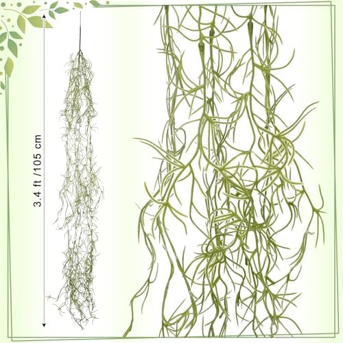 Giegxin Spanish Moss 41'' Fake Hanging Succulents Faux Moss Artificial Succulent Plants Vines Hanging Plants Swamp Decoration Potted Artificial Garland(Grayish Green,12 Pack) - Image 2