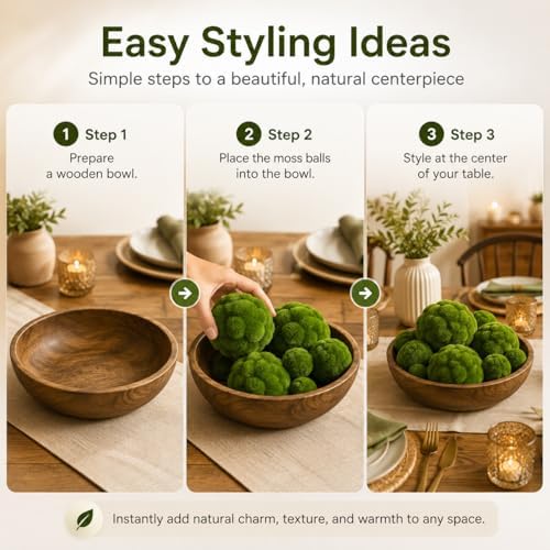 Cabilock 6 Pack Faux Moss Balls Decorative for Bowls, Artificial Green Topiary Orbs in 3 Sizes 2.3, 4.7 and 5.9 Inches, Bowl Fillers for Home Table Centerpieces, Wedding and Garden Decor - Image 3