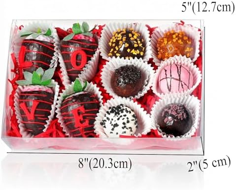 50PCS 8x5x2 Inch Clear Bakery Boxes with Window - Chocolate Covered Strawberries, Cookie, Cake, Brownie, Donut Boxes - Image 2