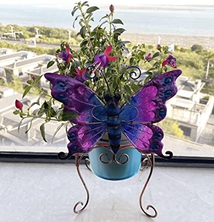 Metal Animal Plant Pot,Colorful Butterfly Planter Flower Pots Decoration - Image 4