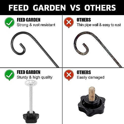 FEED GARDEN 31 Inch Heavy Duty Deck Hook for Railing 2 Pack, Non-Slip Clamp, 360 Degree Swivel, for Hanging Bird Feeders, Plants, Lanterns, Suet Baskets, Wind Chimes, Black - Image 4