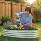 Galvanized Raised Garden Bed, Outdoor Planter Box for Gardening Metal Oval Raised Bed for Vegetables Flowers Herb & Fruit Easy Assembly Patio Kit for Planting Plants-Lime GREEN-6XSX1FT-2PCS - Image 6
