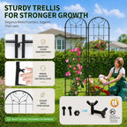 4-Pack 87" x 20" Ornate Scrollwork Arch Black Metal Garden Trellises - Image 6