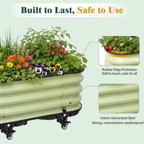 Aoodor 16.5x16.5 Rolling Raised Garden Bed, Self Watering Planter Box - Image 7