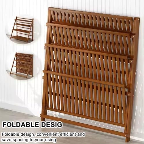 Bamboo Ladder Plant Stand 3 Tier Foldable Flower Pot Display Shelf Rack for Indoor Outdoor Multiple Plants Home Patio Lawn Garden Balcony Organizer Planter Holder,50cmL - Image 3