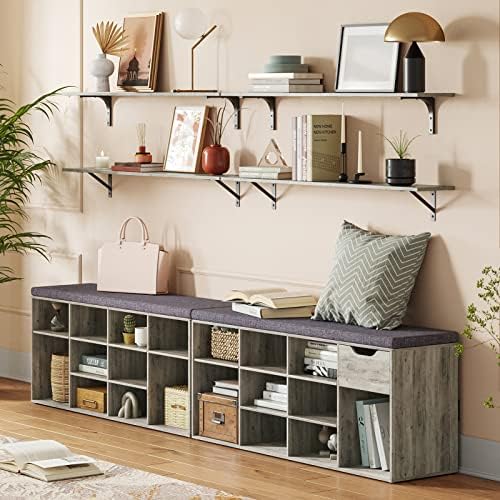 DINZI LVJ Long Wall Shelves, 39.4 Inch Wall Mounted Shelves with Brackets - Image 2