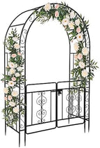 Outvita 7FT Black Metal Garden Arch Arbor with Gate by Outvita