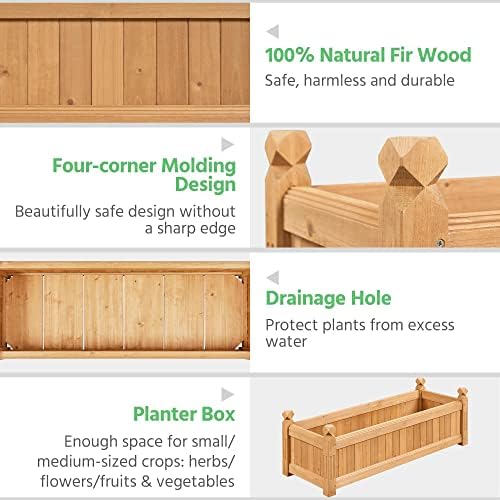Yaheetech 43.5" Wooden Raised Garden Bed Rectangular Planter Box, 1pcs - Image 5