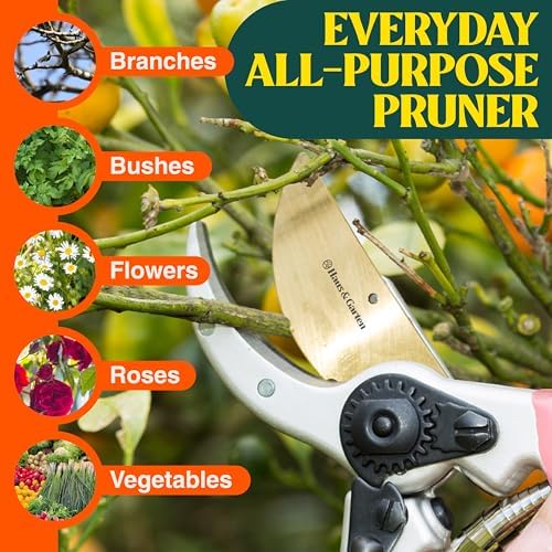 Haus & Garten ClassicPRO 8.5" Premium Titanium Bypass Garden Shears - Use as Pruners, Pruning Shears for Gardening, Hand Pruners, Handheld Garden Clippers, Scissors for Women - Image 6