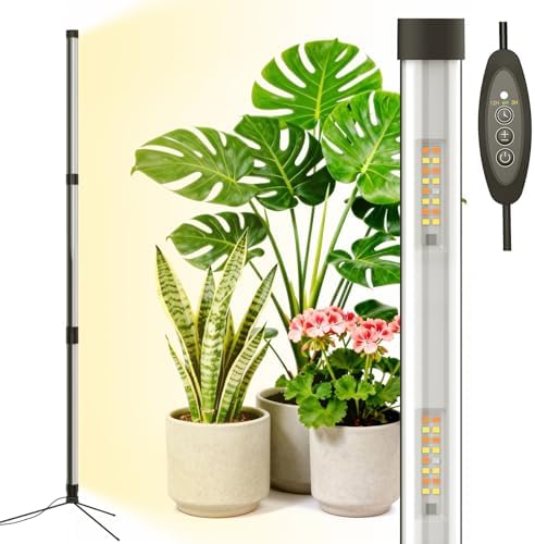 55W Standing Grow Light for Indoor Plants, 47-Inch Full Spectrum Vertical Plant Light with Stand, Auto Timer for Large Houseplants, Indoor Garden Rack, Covered Balcony, Indoor Greenhouse by SGLEDsLEDLightings
