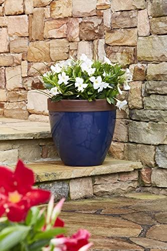 Southern Patio Hornsby Resin Outdoor Planter with Drainage Hole and Plug, Navy Blue - Image 2
