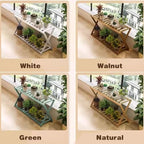 Plant Stand for Indoor Outdoor Tiered Plant Shelf 2 Tier Bamboo Flower Holder Ladder Rack for Multiple Plant Pot Stand for Living Room Balcony Garden,White-27.6" L - Image 4