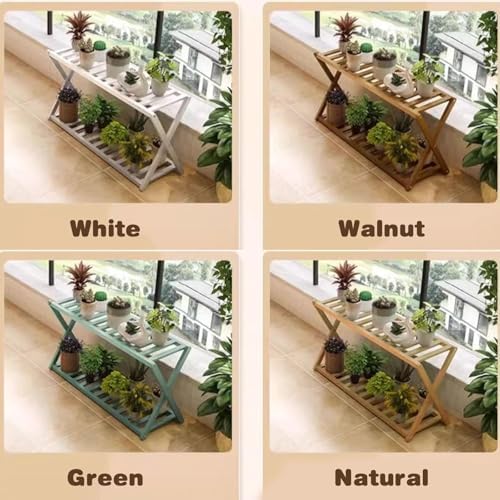 Plant Stand for Indoor Outdoor Tiered Plant Shelf 2 Tier Bamboo Flower Holder Ladder Rack for Multiple Plant Pot Stand for Living Room Balcony Garden,Walnut-39.4" L - Image 7