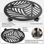 2 Packs 16" Extra-Large Metal Plant Caddy with Wheels Heavy-Duty Iron Rolling Wheeled Plant Stands Indoor Outdoor Wheeled Plant Dolly Coaster Planter Mover Rollers Base, Leaf Style - Image 5