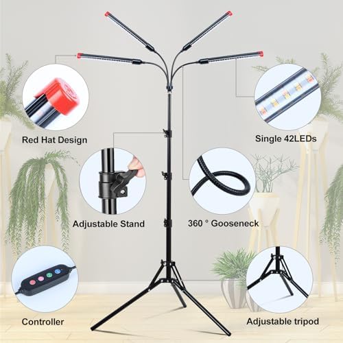 FRGROW 4Head Grow Light with Stand for Tall Indoor Plants, Bonsai Tree - Image 5