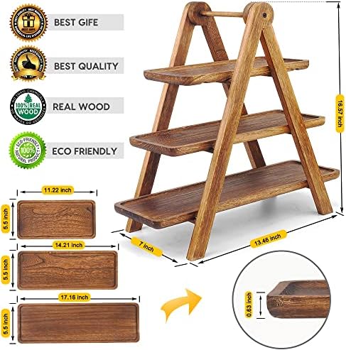 Wood 3 Tier Serving Tray Three Tiered Cupcake Stand Serving Platter - Image 3