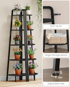 CHOEZON Corner Shelf, 5-Tier Ladder Corner Shelf, Ladder Bookshelf, 59.6" Tall Vertical Display Stand, Metal Frame Bookshelf, for Living Room, Bedroom, Kitchen, Black TCJ20BB - Image 5