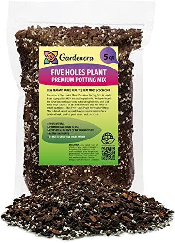 GARDENERA Five Holes Monstera Potting Mix - Retains Moisture and Enhances Root Growth - 5 Quart by Gardenera