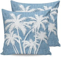Throw Pillows 18x18 Set of 2, Tropical Palm Tree Waterproof Outdoor Pillow Covers with Insert, Vintage Sky Blue Exotic Botanical Plants Decorative Pillowcase Cushion for Patio, Garden, Couch by Unknown