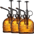 Vintage Glass Spray Bottle with Metal Pump – Retro Embossed Plant Mister, Thick Clear Glass Water Sprayer for Indoor Plants & Home Decor, Refillable Fine Mist Sprayer (3PCS) by Unknown