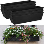 HunnmingRe 6 Pack 36 Inch Fabric Plant Window Box Liners Rectangular Non-Woven Planter Basket Liner Black Felt Flower Hanging Basket for Outdoor Garden Hanging Planter Flower (Avoid Birds Nesting) by HunnmingRe