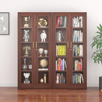 Polup 71" Wood Grain Metal Glass Display Cabinet with Security Lock - Image 2