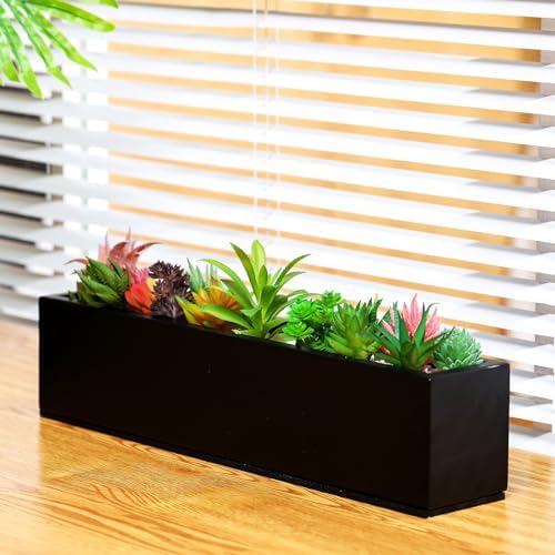 FillTouch 16.1 x 3.2 x 3.5 Inch,1 Pcs Long Rectangular Planter Box,Black - Image 5