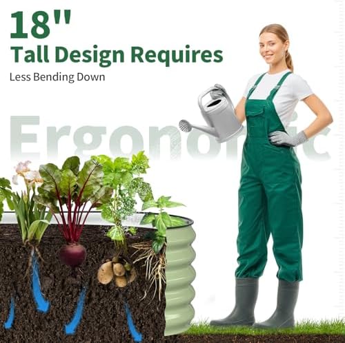Kesfitt Raised Garden Bed, Metal Galvanized Steel Oval Garden Bed 8x2x1.5 ft with 18-Inch Deep Open-Bottom Design for Outdoor Vegetable Gardening, Fruit Green - Image 7
