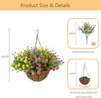 NETAP Artificial Hanging Flowers Basket for Outdoor, 16 Fake Flowers Look Real UV Resistant, Faux Hanging Plants for Porch, Balcony, Patio, Garden, Spring Summer Decor,MixB - Image 5