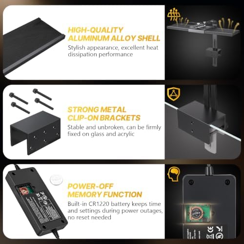 fishkeeper Clip-on Planted Aquarium Light, 6 Row LED, 58W, Dual Light Riser - Image 6