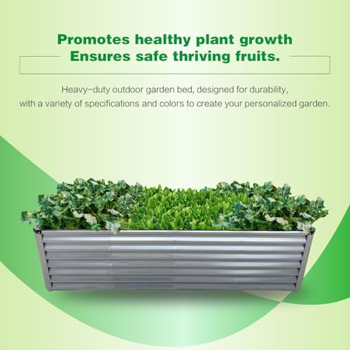 GARDMAX 8x4x2FT Galvanized Raised Garden Bed Kit, Metal Planter Boxes Outdoor with Easy Assembly, Large Garden Bed for Vegetables, Fruits, Flower, Herbs Rectangle Silver - Image 6