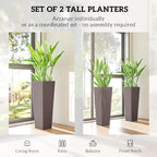 Outsunny 32 Inch Tall Planters for Outdoor Plants Set of 2, Brown - Image 4