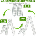 Heavy Duty 50"x17" Adjustable A-Frame Trellis for Climbing Plants – Rust-Proof Metal Garden Trellis with Dense Grid Design, Perfect for Raised Beds, Tomatoes, Cucumbers & Outdoor Vines (Green, 1 Pcs) - Image 6