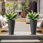 Kante Set of 2 Black Plastic Round Planters 23" Tall Home & Outdoor - Image 4