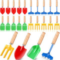 48 Pcs 8" Kids Gardening Tools, Metal Beach Sandbox Digging Toys with Wooden Handle, Including Shovel, Rake, Fork and Trowel, Garden Sand Snow Tools for Children Gift Outdoor Gardening by Motionchic