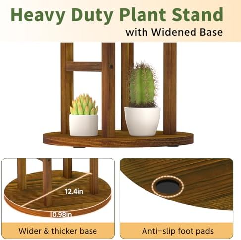 LASZOLA Wood Small Plant Stand Table Tall for Indoor Corner, 4 Tier Brown - Image 5