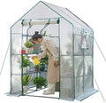 56x55x78 Walk-in Greenhouse for Outdoors, 3-Tier Plant House with 8 Shelves by KOKSRY