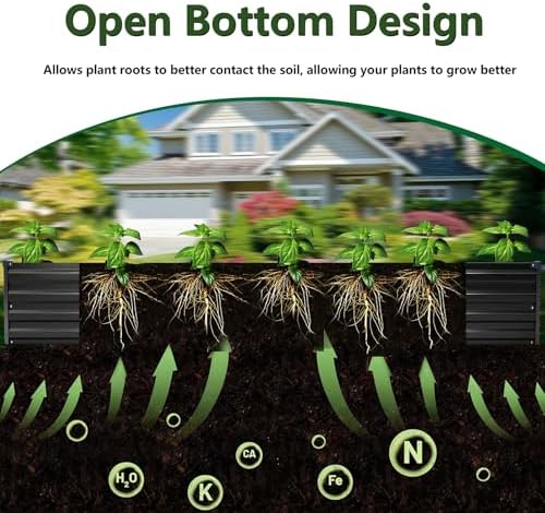 2PCS 12x4x1ft Galvanized Raised Garden Bed Kit,Gardening Planter Box - Image 5
