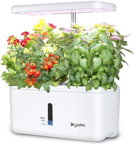 Indoor Garden System 19 Watt LED Growing Light Upgrade 2 Self-Watering Soil-Cultivated Growing Pots Gardening Gifts for Mom Plant Pot for Vegetables Herbs Tomato(No Seeds&Soil) by Dryades