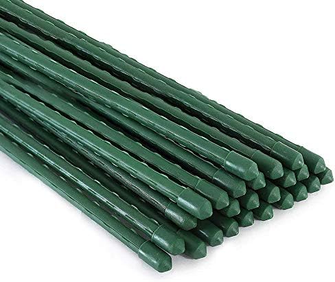 Xiny Tool Garden Stakes, 25 Pack 4 Ft Steel Plant Garden Tomato Stakes with Plastic Coat for Climbing Plants (25 Pack 48 Inch) by XinyTool
