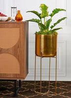 Serene Spaces Living Tall Gold Planter with Detachable Metal Stand - Modern Mid Century Decorative Indoor Plant Pot - Large Floor Planter for Living Room, Kitchen, Office - 26" H x 9.25" Diameter - Image 4