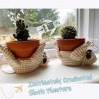 2Pcs Macrame Plant Hanger Crochet Sloth Hanging Planter Sloth Gifts,5 Inch Animal Wall Hanging Plant Holder for Plant Sloth Lovers, Home Decor Indoor Outdoor Plants Succulent Gifts (2) - Image 2