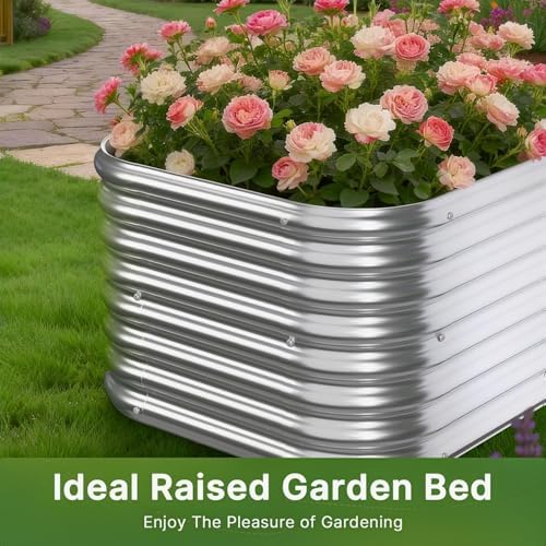 4 PCS Galvanized Raised Garden Bed Outdoor, Metal Garden Bed for Vegetables, Above Ground Garden Box for Flower, Steel Raised Beds for Gardening - 2FT - Image 3