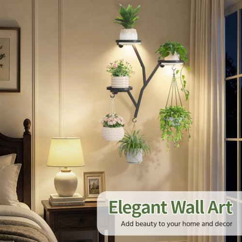LASZOLA Plant Hanger Holder Wall Mounted Floating Shelf Indoor, Metal Black - Image 7