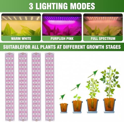 Indoor Greenhouse with Grow Light - 5 Tier DIY Plant Shelf with Cover, 4 Pack 48W Full Spectrum Grow Lights with Timer & 3 Color Mode for Indoor Plants, Seed Starting, Seed Tray 22x11.8x61 Inches - Image 3