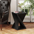 COZAYH Farmhouse Square Solid Wood Twisted Pedestal Side Table, Black - Image 6