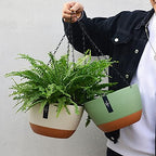 3 Pack Hanging Planters, 11.4 Inch Plastic Hanging Flower Pot Plant Basket with Drainage Holes, Self-Watering Hanging Flower Plant Pots with Removable Tray for Indoor Outdoor Plants - Image 5